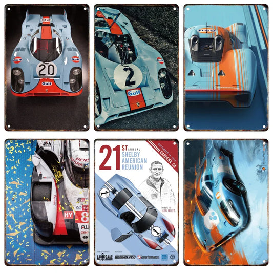 Retro Gulf Racing Metal Poster