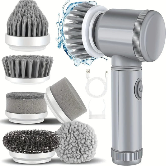 Electric Spin Scrubber Pro, Scrubber with 6 Replaceable Brush Heads