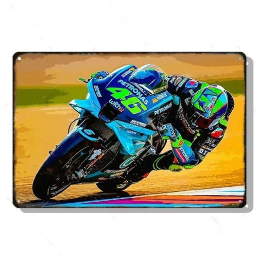 Motorcycle Racing Vintage Metal Poster