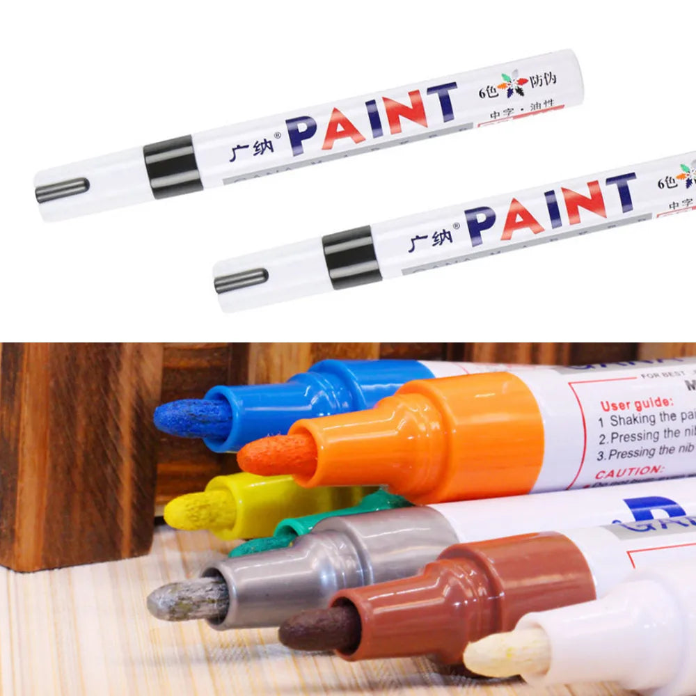 Waterproof markers for cars, wheels, tires and co.