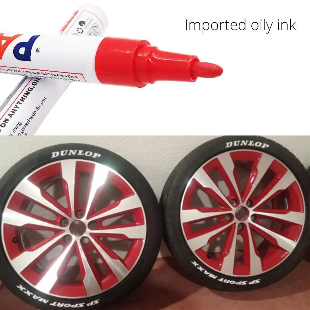 Waterproof markers for cars, wheels, tires and co.